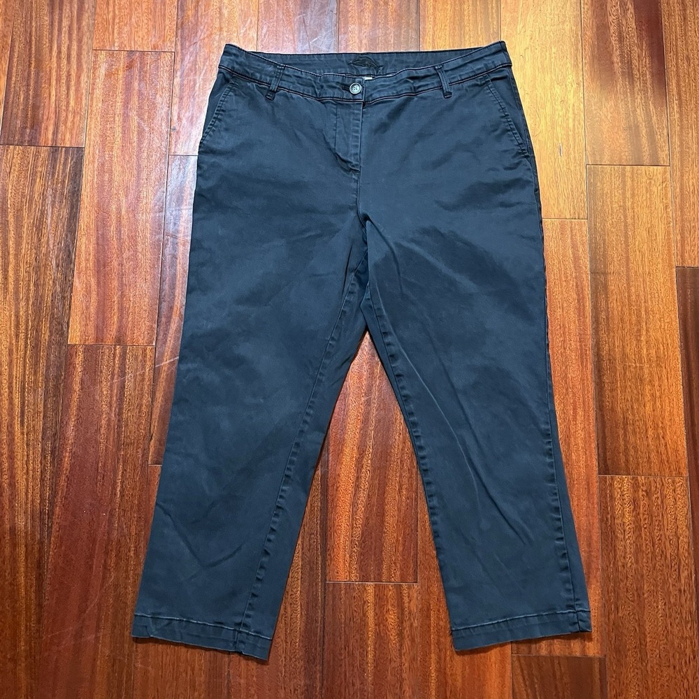 TOMMY BAHAMA Pants Womens 12 34x23 Cropped Dark Navy Blue Tencel Stretch Casual
